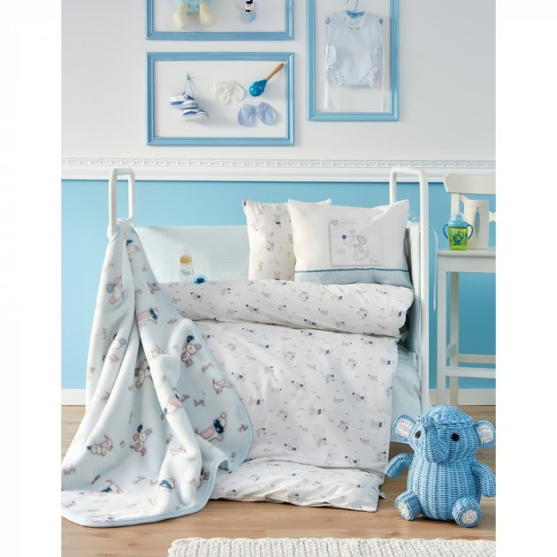 Дитячий плед в ліжечко Karaca Home Woof, 120х100 см, блакитний (2000022087148) - фото 2