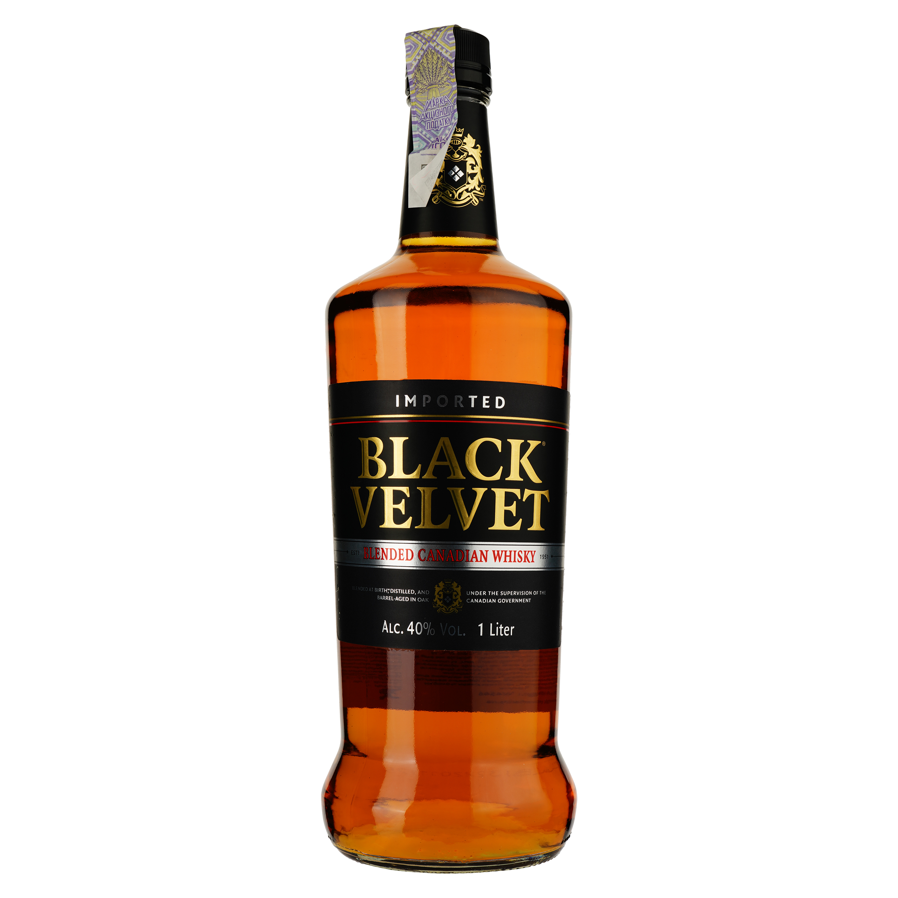 Виски Black Velvet 3 yo Blended Canadian Whisky, 40%, 1 л (Q5225) - фото 1
