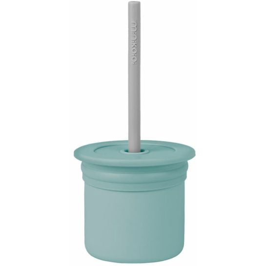 Чашка-контейнер с трубочкой MinikOiOi Sip+Snack Aqua Green/Powder Grey (101100107) - фото 1