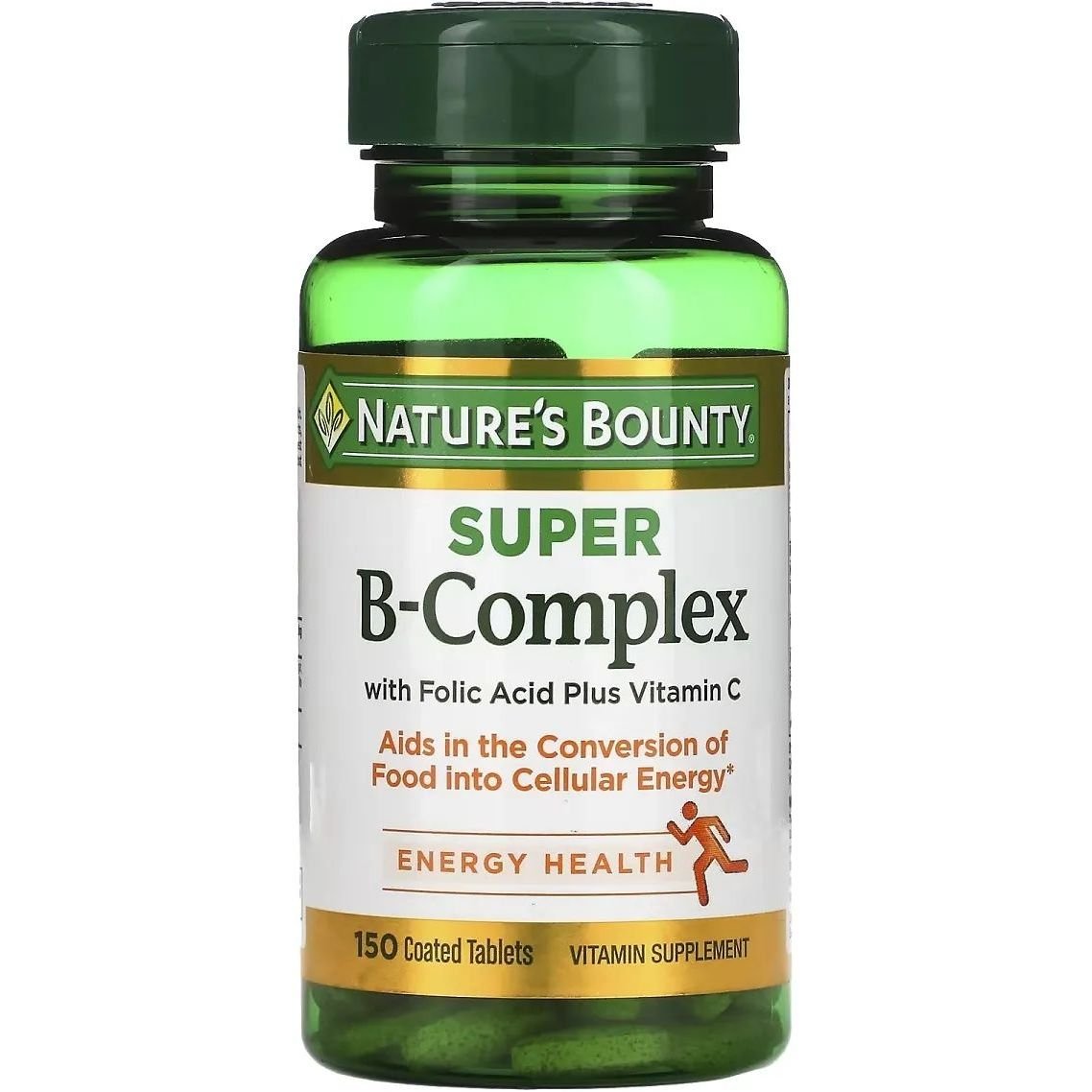 Комплекс витаминов Nature's Bounty Super B-Complex with Folic Acid Plus Vitamin C 150 таблеток - фото 1