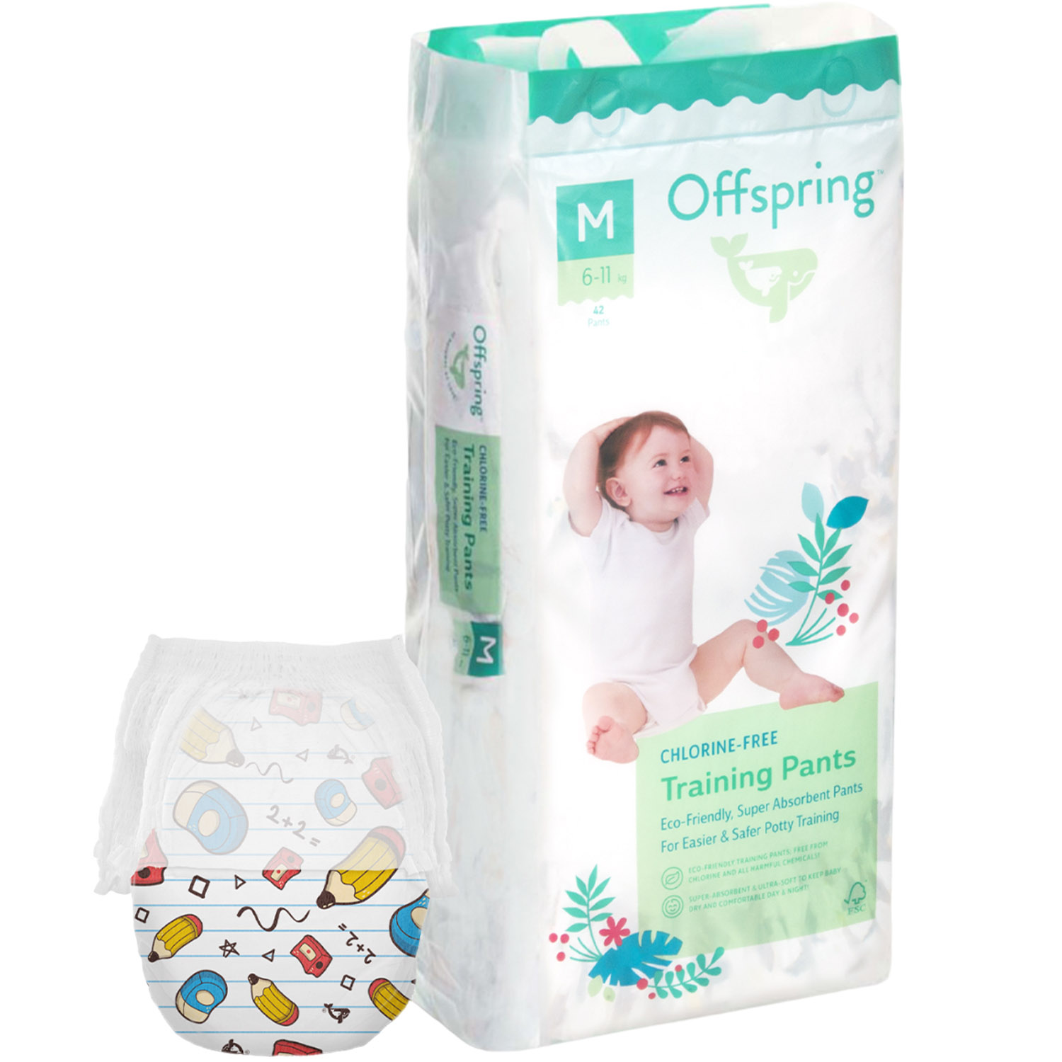 Підгузки-трусики Offspring Scriblee розмір M (6-11 кг) 42 шт. (DP-OI-FAP-M42P-SCR) - фото 1