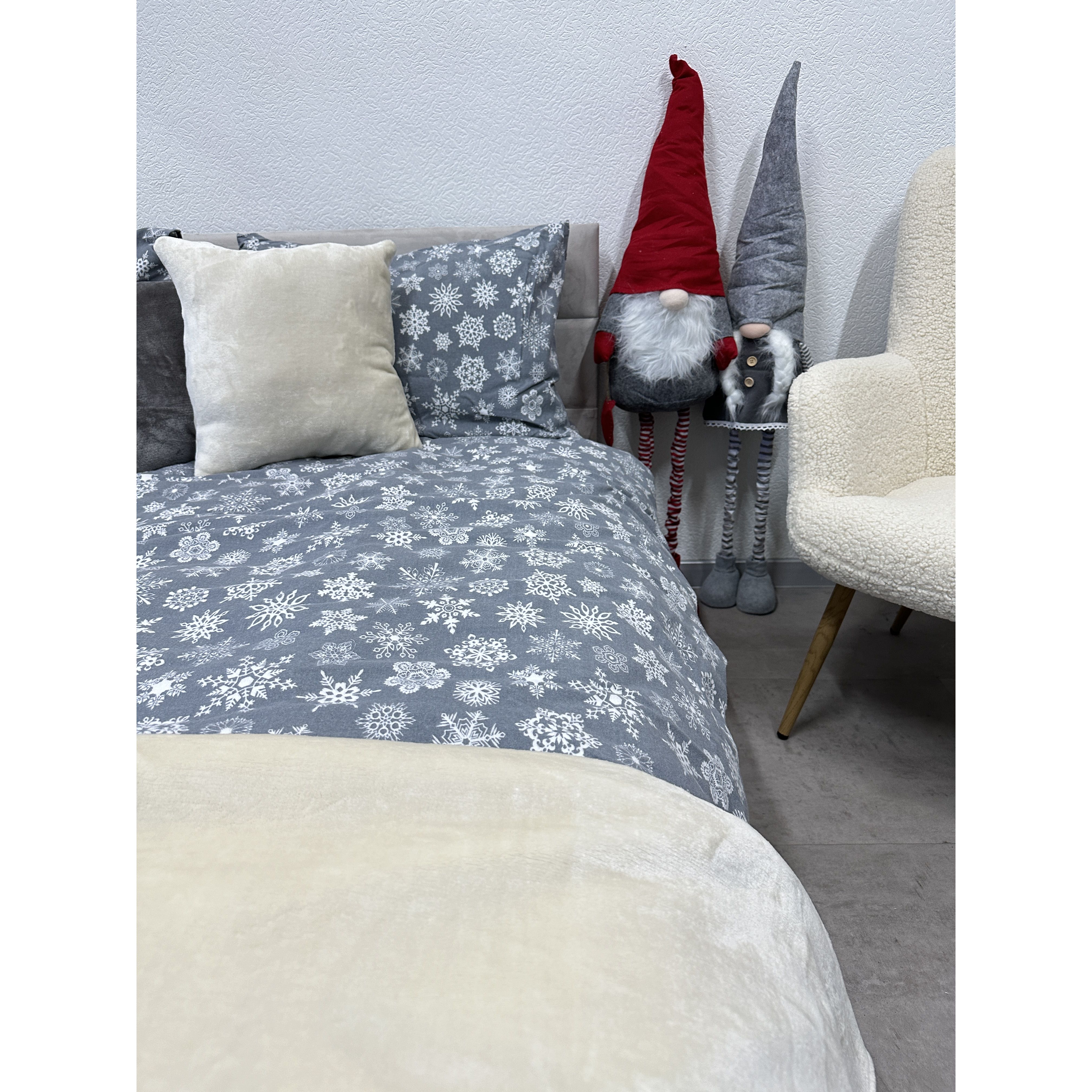 Комплект постельного белья Ecotton двуспальный 15501 Снежинка на сером (24263) - фото 4