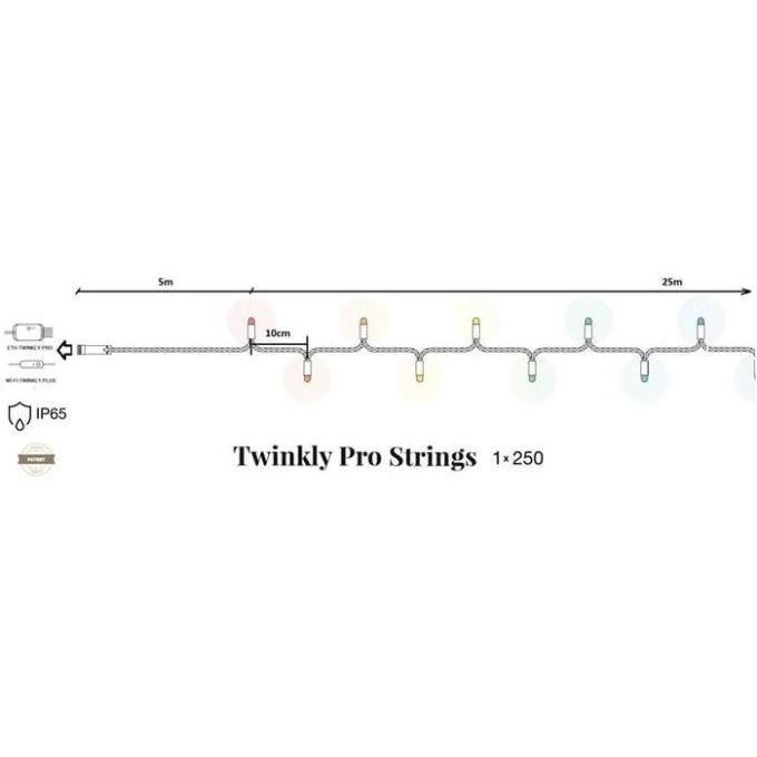 Гірлянда Twinkly Pro Strings RGBW 250 одна лінія AWG22 PVC (TW-PLC-S-CA-1X250SPP-T) - фото 3