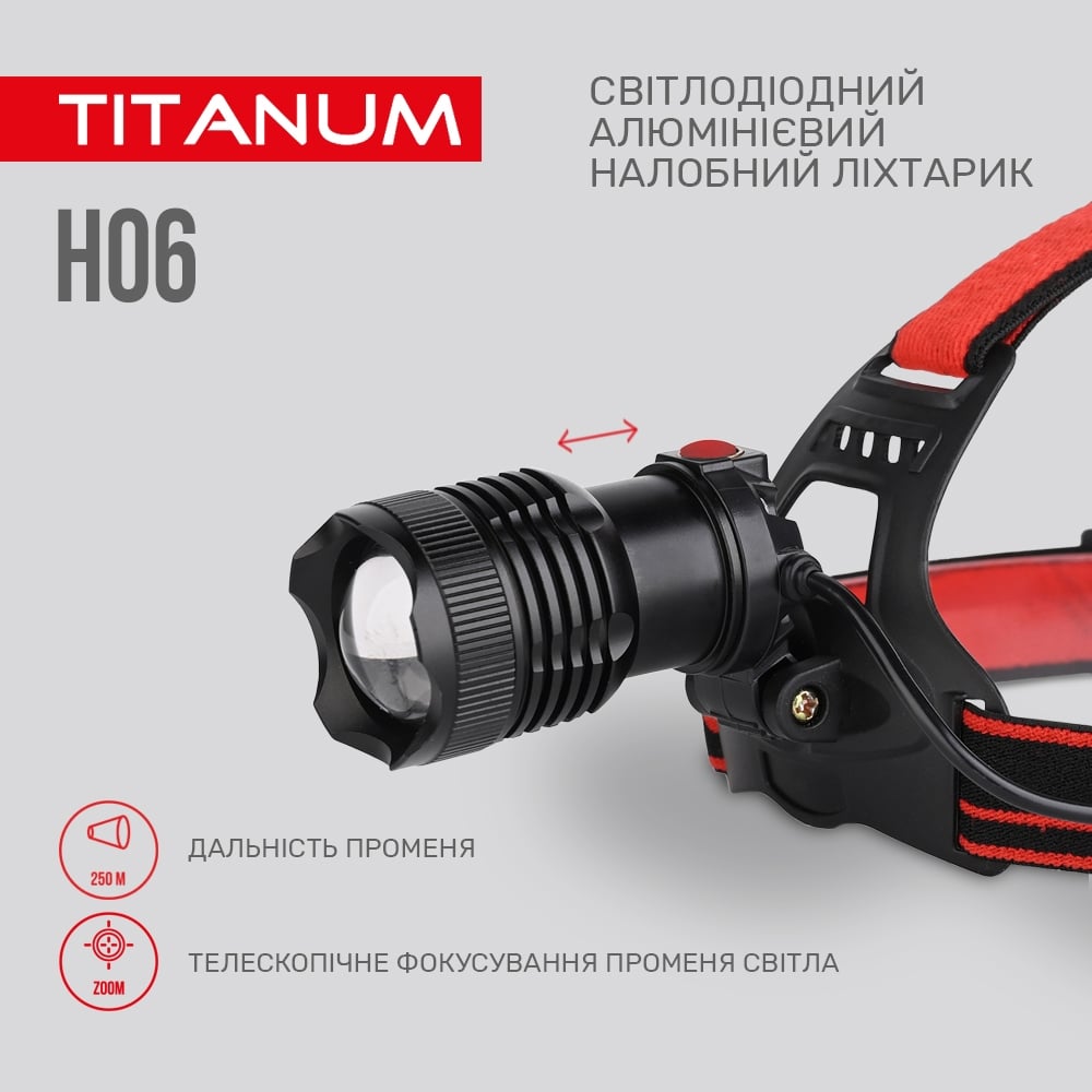 Налобний світлодіодний ліхтарик Titanum TLF-H06 800 Lm 6500 K (TLF-H06) - фото 5