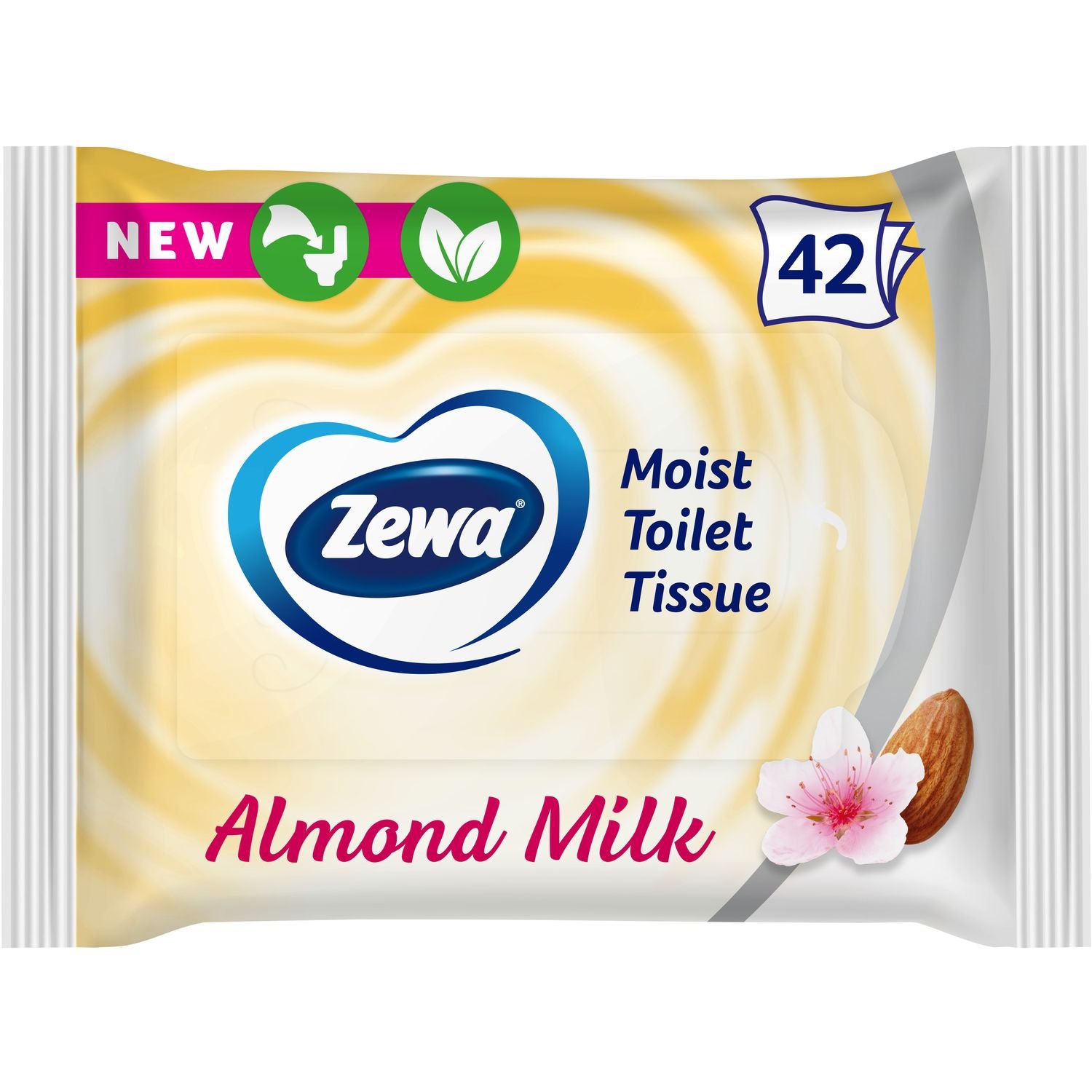 Влажная туалетная бумага Zewa Almond Milk Moist, 42 шт. - фото 1