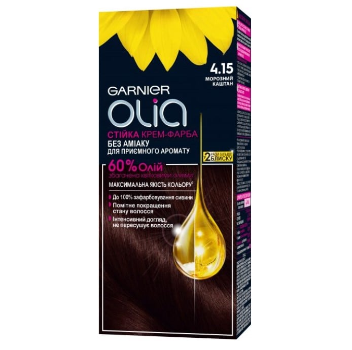 Фарба для волосся Garnier Olia, відтінок 4.15 (чорний каштан), 112 мл (C6264500) - фото 1