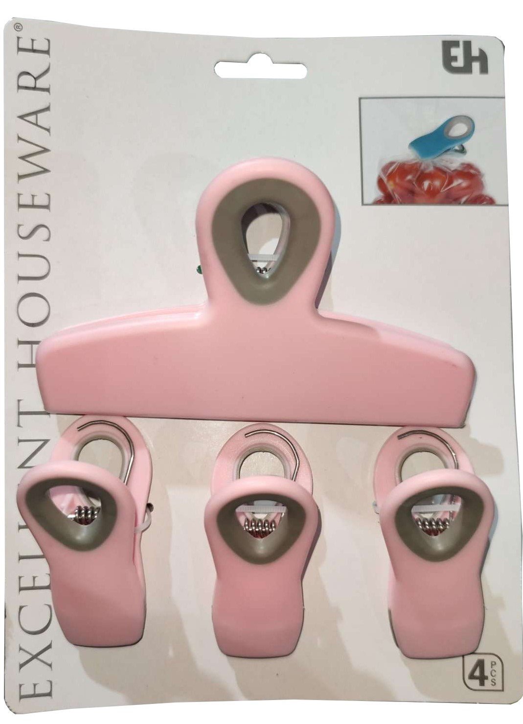 Набір кліпс для пакетів Excellent Houseware, рожевий, 4 шт. (850079) - фото 1