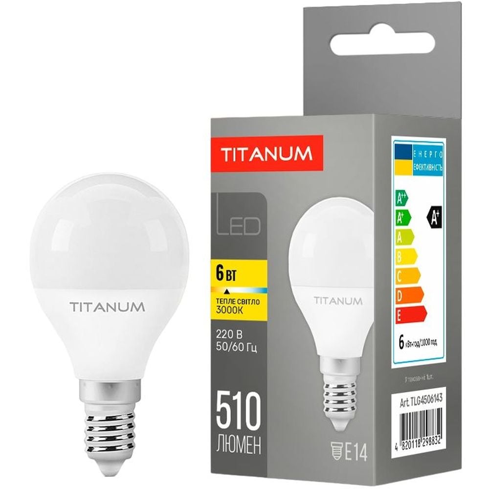 LED лампа Titanum G45 6W E14 3000K (TLG4506143) - фото 1