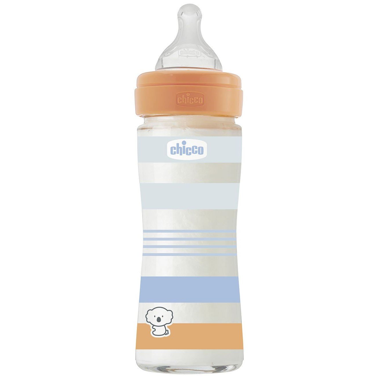 Бутылочка для кормления Chicco Well-Being Colors, с силиконовой соской 0м+, 240 мл, голубая (28721.21) - фото 1