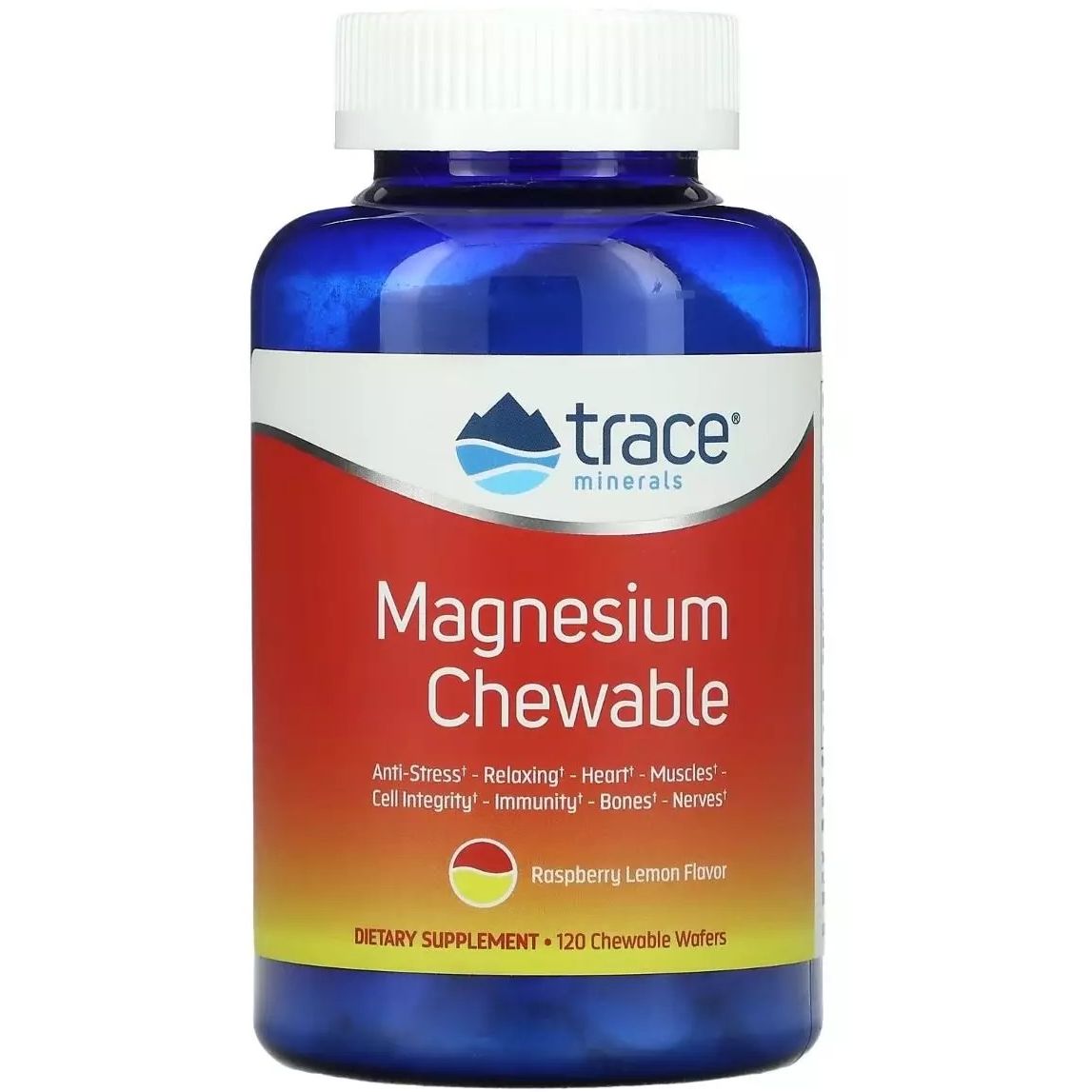 Магній Trace Minerals Magnesium Chewable зі смаком малини та лимона 120 таблеток - фото 1