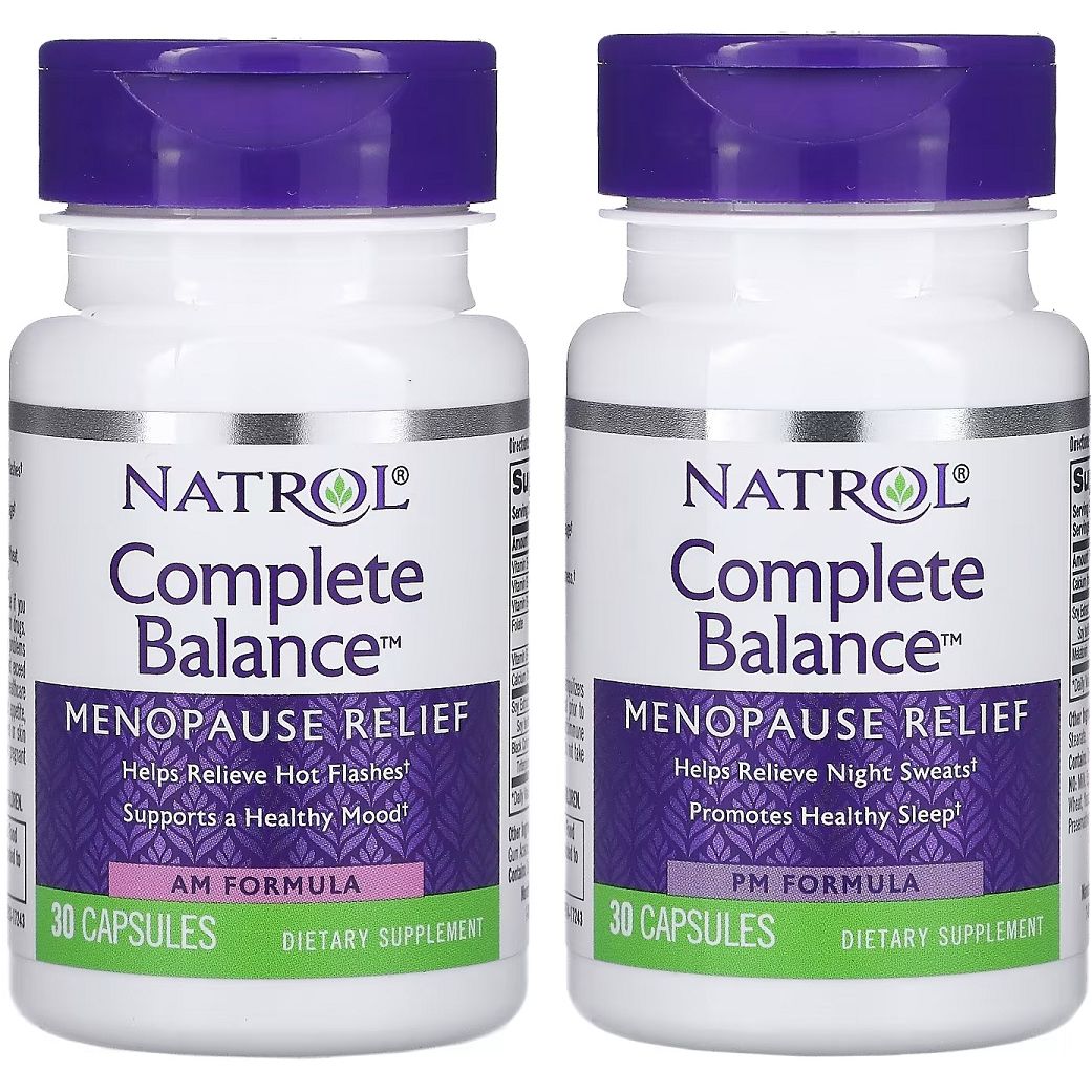 Полный комплекс для облегчения менопаузы Natrol Complete Balance Menopause Relief две баночки по 30 капсул в каждой - фото 1