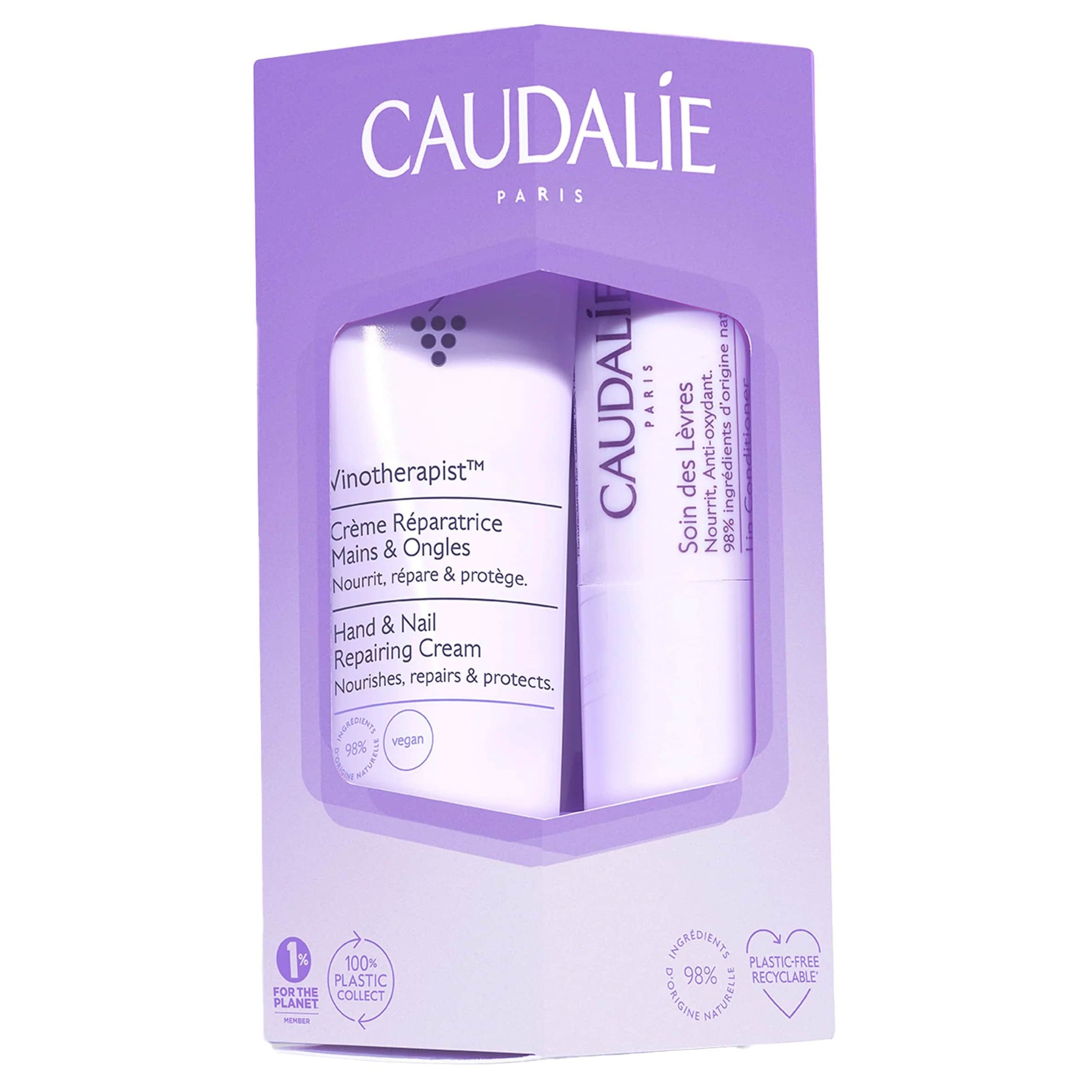 Набір Caudalie LipHand Duo: Зволожуючий кондиціонер для губ, з антиоксидантним ефектом, 4,5 г + Крем для рук і нігтів, 30 мл (2735-1) - фото 1