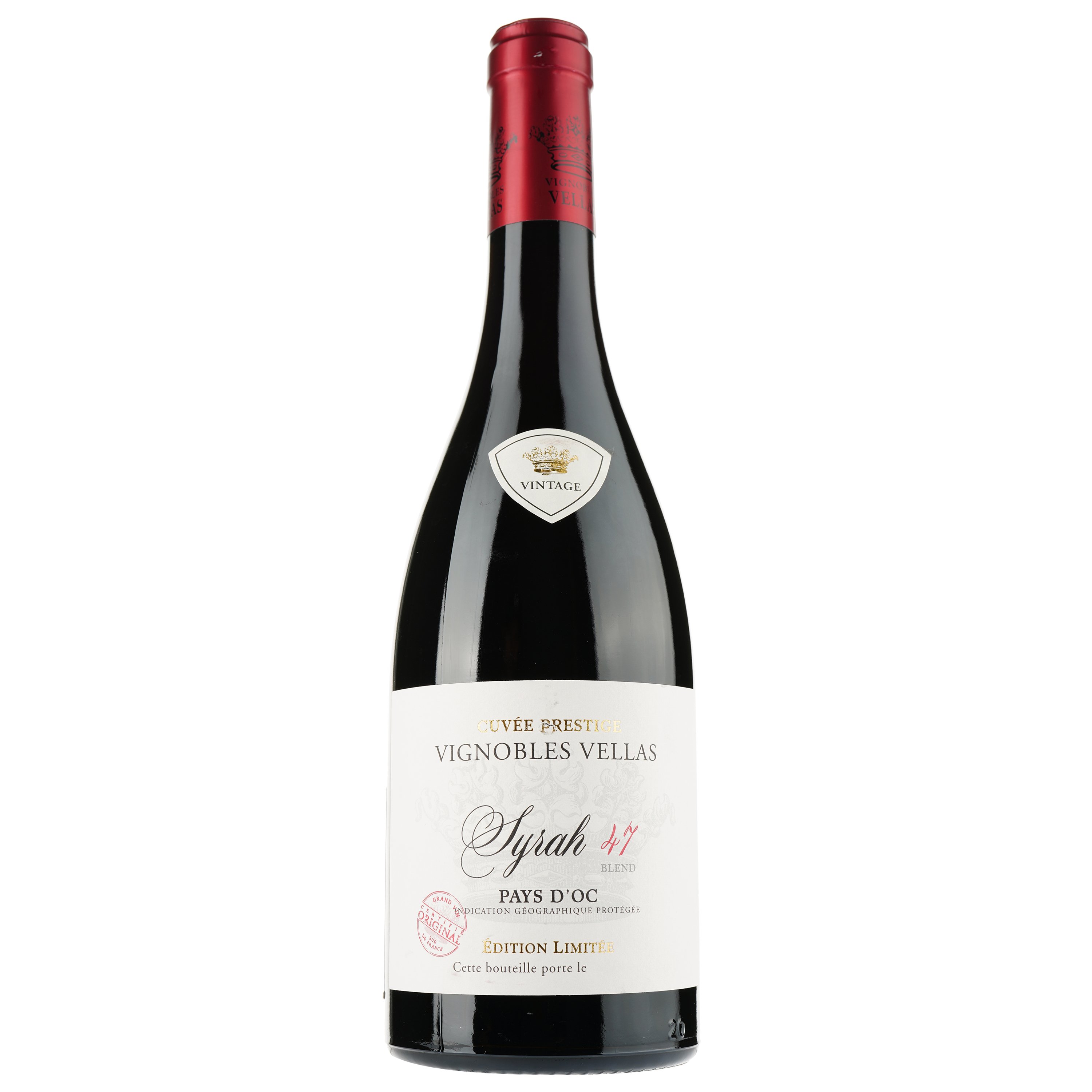 Вино Vignobles Vellas Syrah 47 Blend Edition Limitee IGP Pays D'Oc, червоне, сухе, 0,75 л - фото 1