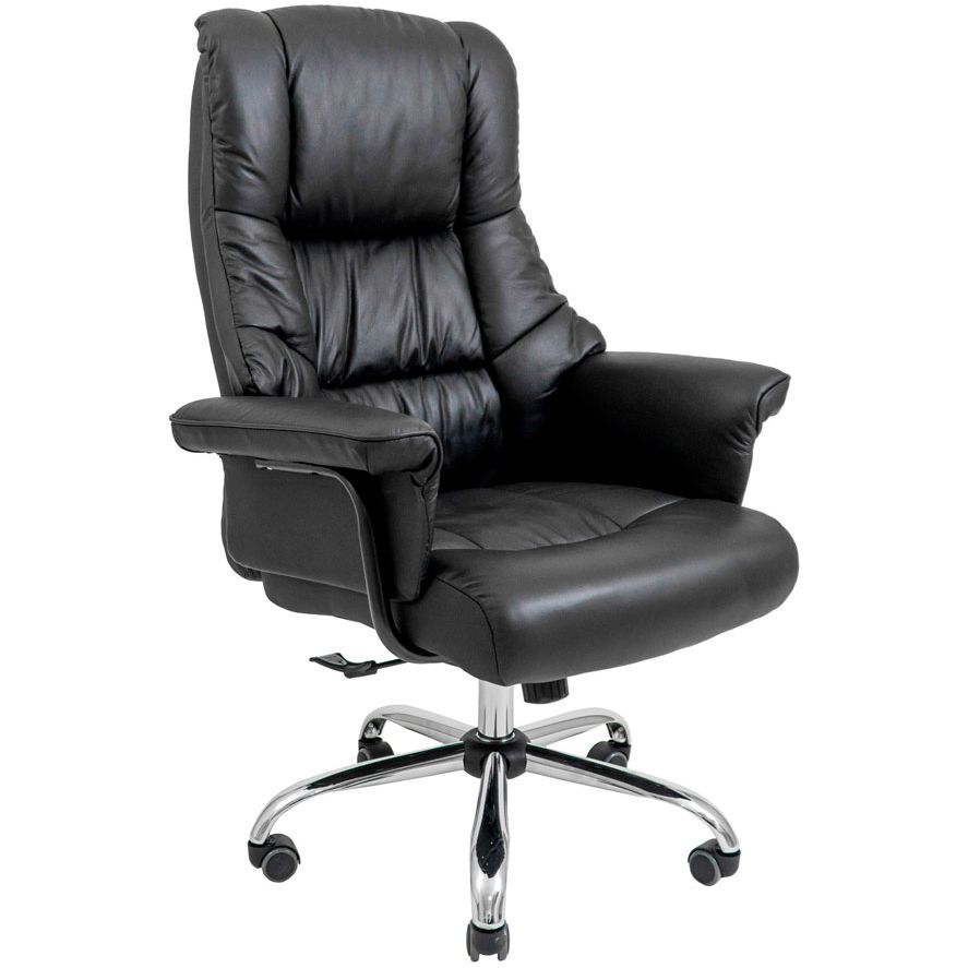 Кресло офисное Richman Конгрес Хром M-2 Широкий Anyfix Wide Кожа Люкс черный (RCM-1053) - фото 1