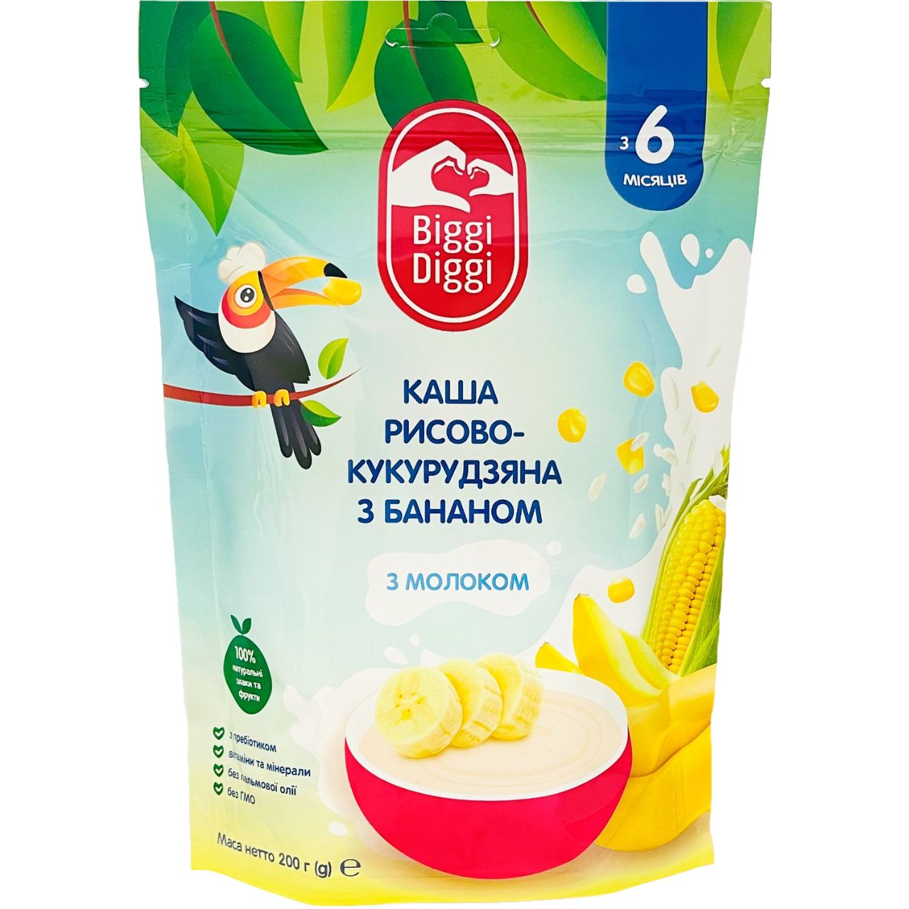 Photos - Baby Food Молочна каша Biggi Diggi Рисово-кукурудзяна з бананом 200 г