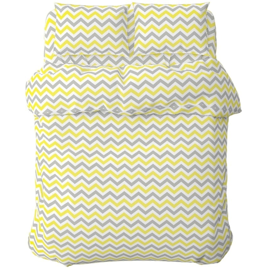 Комплект постельного белья Home Line Зиг Заг 215х143 см серо-желтый (173838) - фото 1