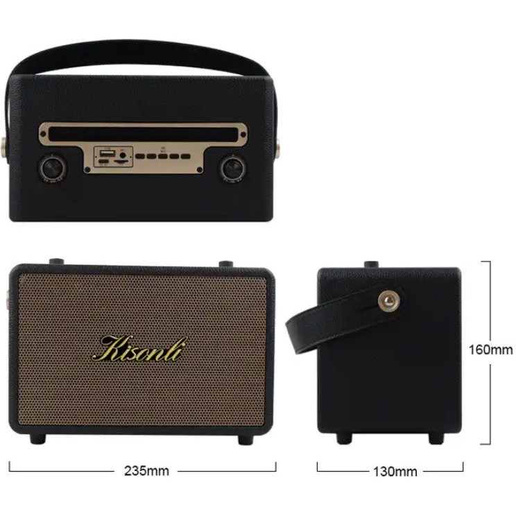 Портативна колонка ретро для караоке Kisonli G100 Bluetooth 1800 mAh 20 Вт 1 мікрофон Black - фото 3