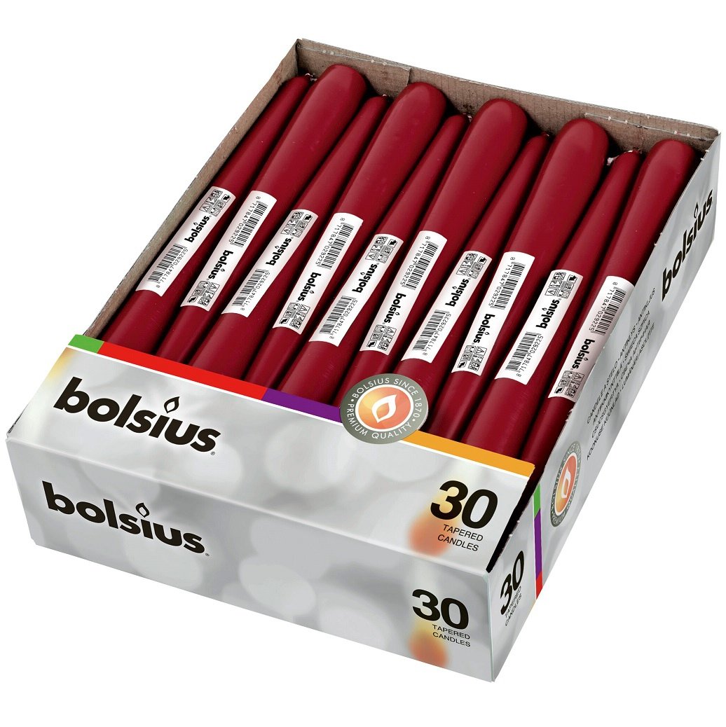 Свічки Bolsius конусні, 24,5 х2,4 см, бордовий, 30 шт. (359744.1) - фото 1