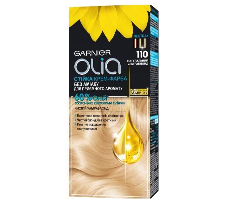 Фарба для волосся Garnier Olia, відтінок 110 (натуральний ультраблонд), 112 мл (C6264000) - фото 1