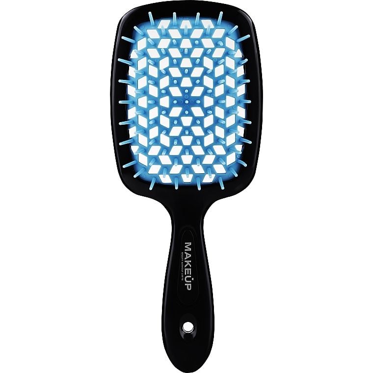 Щетка для волос Janeke Small Superbrush, 17,5x7x3 см, черная с синим - фото 1