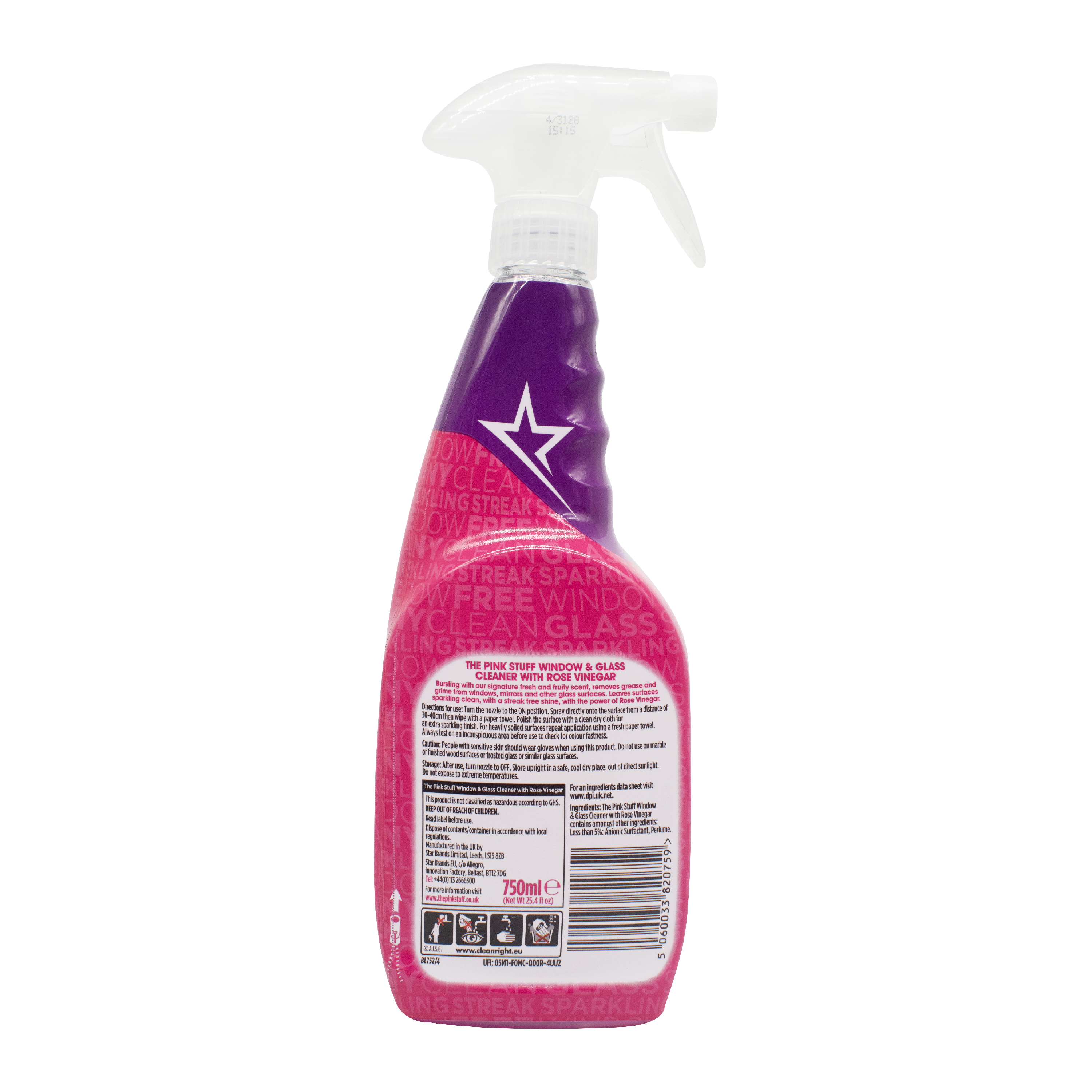 Средство для мытья окон и стекол The Pink Stuff Rose Vinegar 750 мл - фото 2