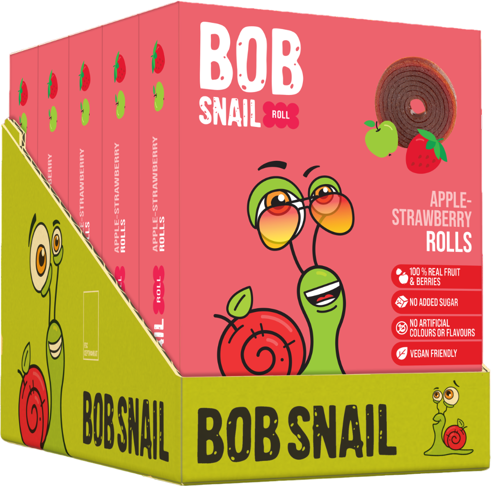 Набір фруктових цукерок Bob Snail Яблучно-Полуничні (5 шт. х 100 г) - фото 1