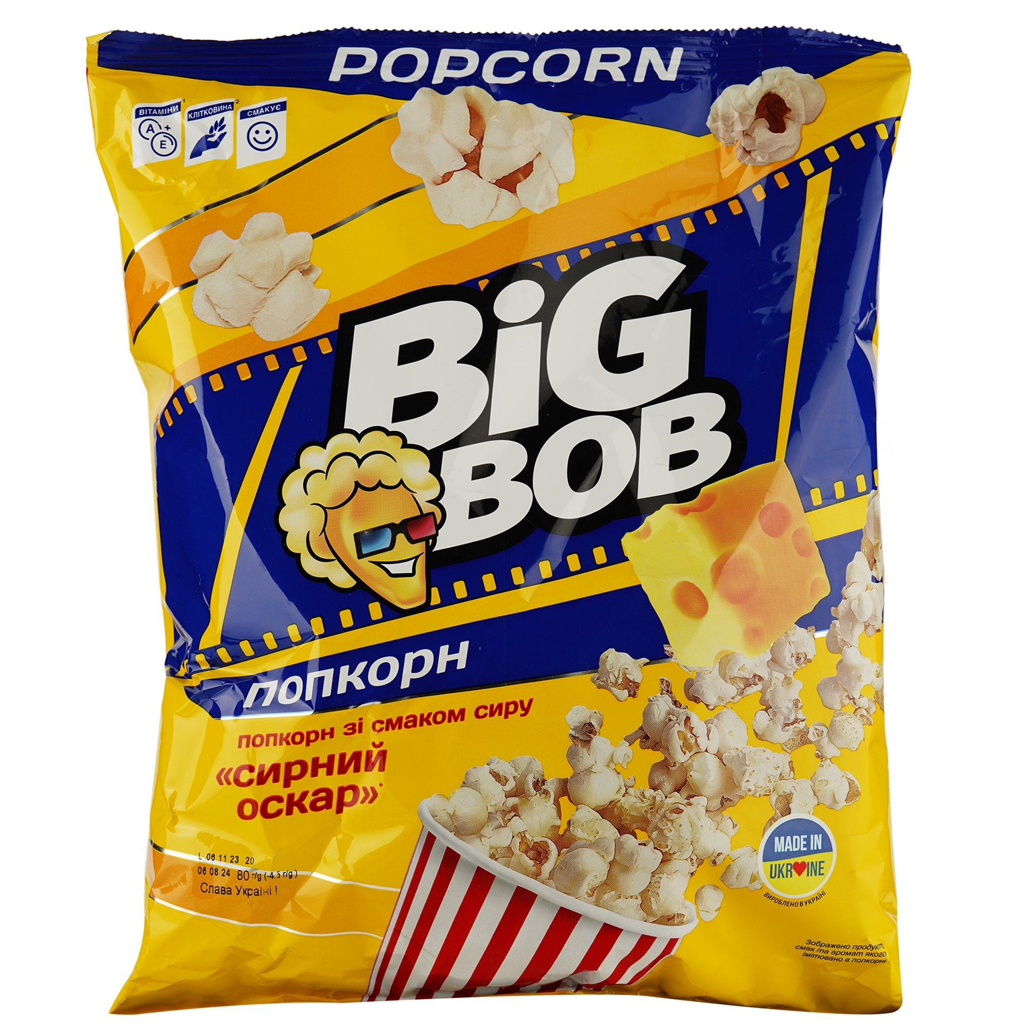 Попкорн Big Bob Сирний Оскар, зі смаком сиру, 80 г (929714) - фото 1