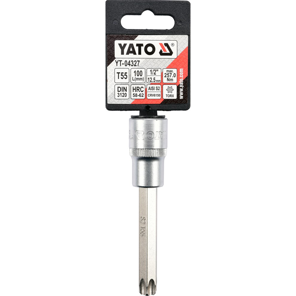 Головка торцевая Yato квадрат 1/2" TORX удлиненная Т55 L= 100 мм (YT-04327) - фото 3