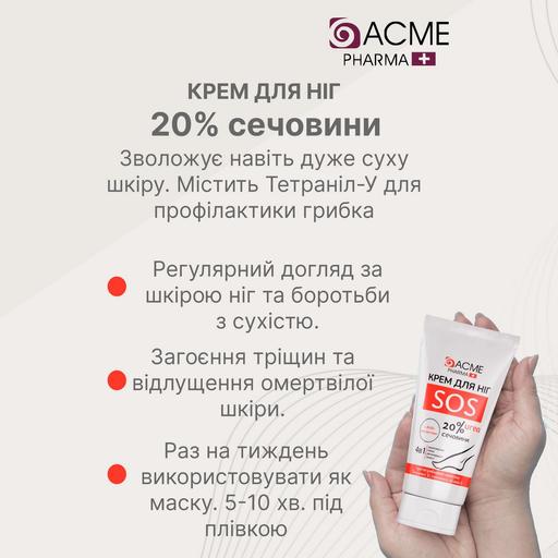 Крем для ног Acme Pharma SOS 4 в 1, с содержанием мочевины 20%, 90 мл - фото 3