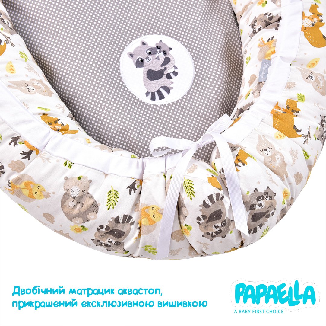 Кокон-позиціонер для новонароджених Papaella Обіймашки, 88х60х12 см, сірий (8-31558) - фото 10
