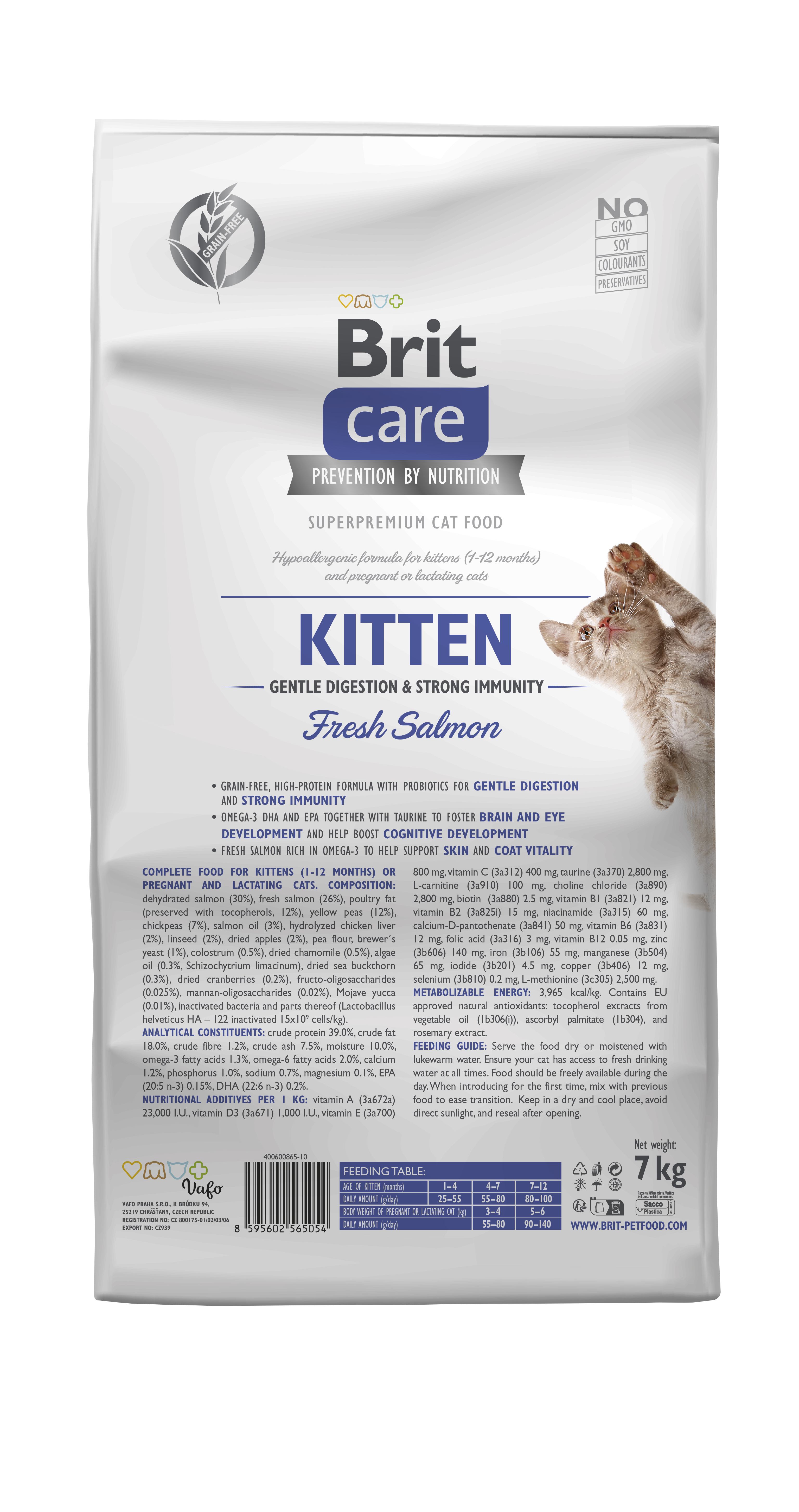 Сухой корм для котят Brit Care Kitten Gentle Digestion Strong Immunity с лососем 7 кг - фото 2