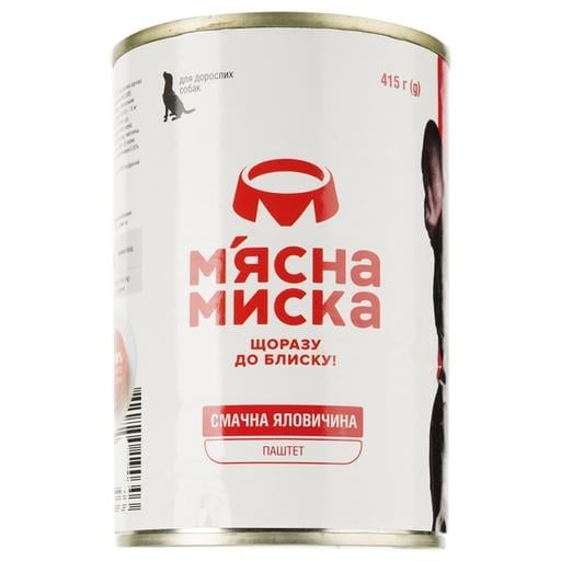 Влажный корм для взрослых собак М'ясна миска Паштет мясной, с говядиной, 415 г - фото 3