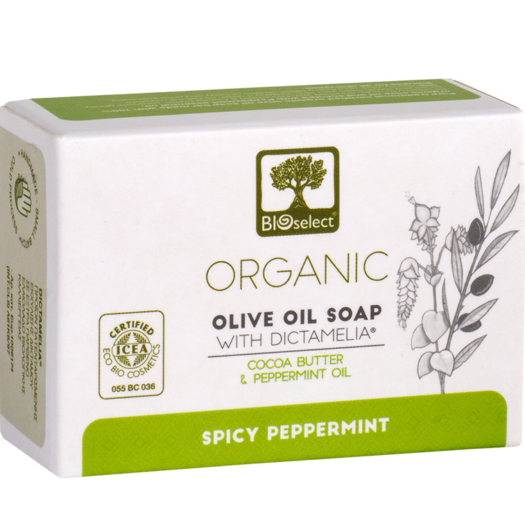 Мило для тіла та обличчя BIOselect Organic Olive Oil Soap Spicy Peppermint 80 г - фото 1