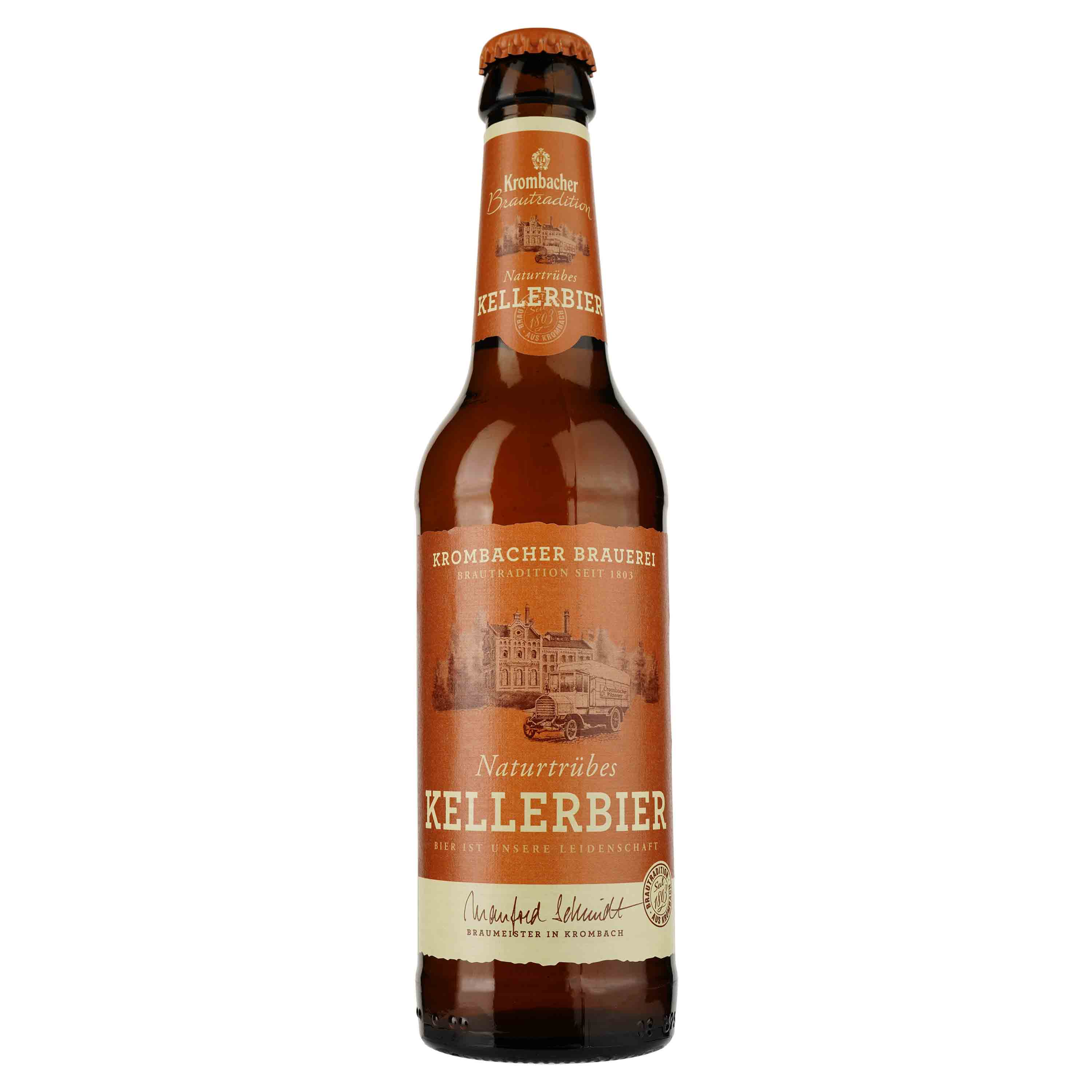 Пиво Krombacher Brautradition Naturtrubes Kellerbier, светлое, фильтрованное, 5,1%, 0,33 л - фото 1