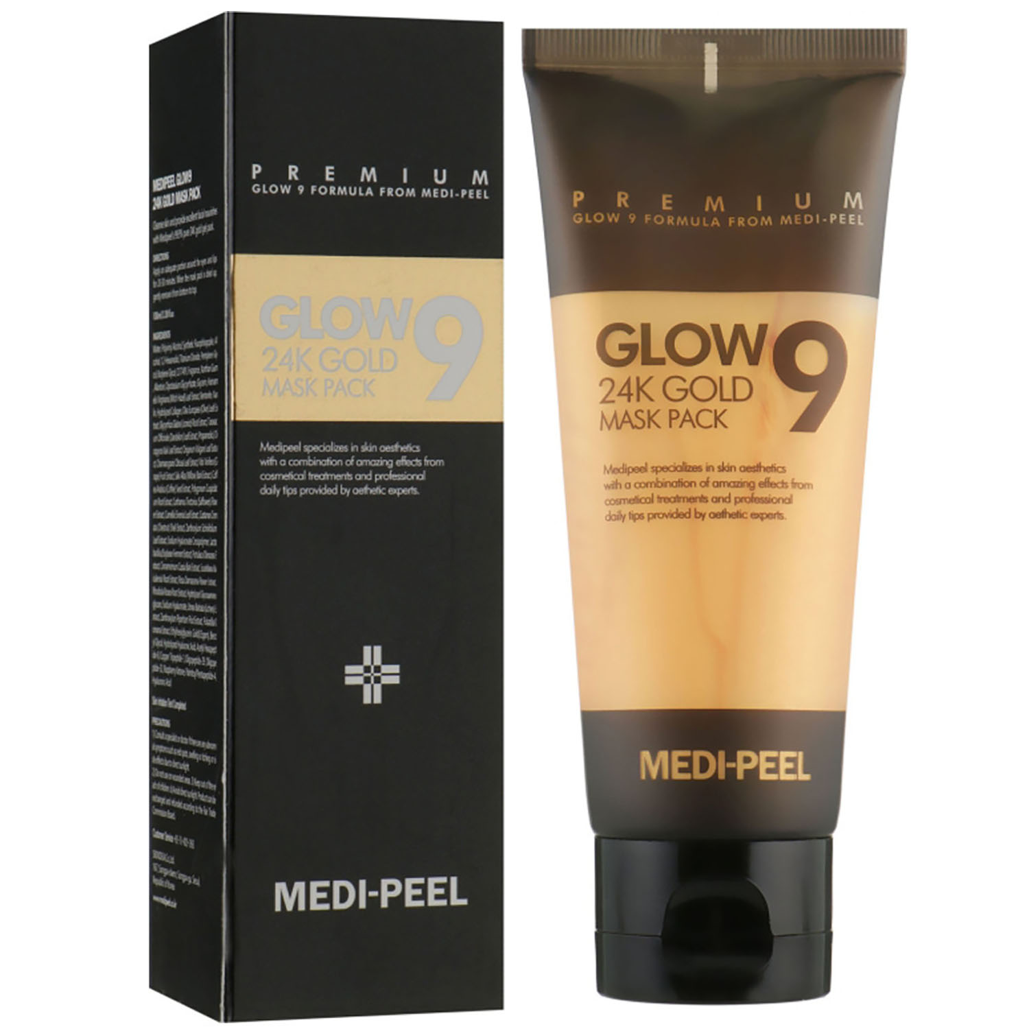 Маска-пленка для лица Medi-Peel Glow 9 24K Gold Mask Pack с золотом и пептидами 100 мл - фото 1