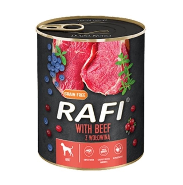 Влажный корм для собак Dolina Noteci Rafi паштет из говядины с черникой и клюквой, 800 г (DN260-304999) - фото 1