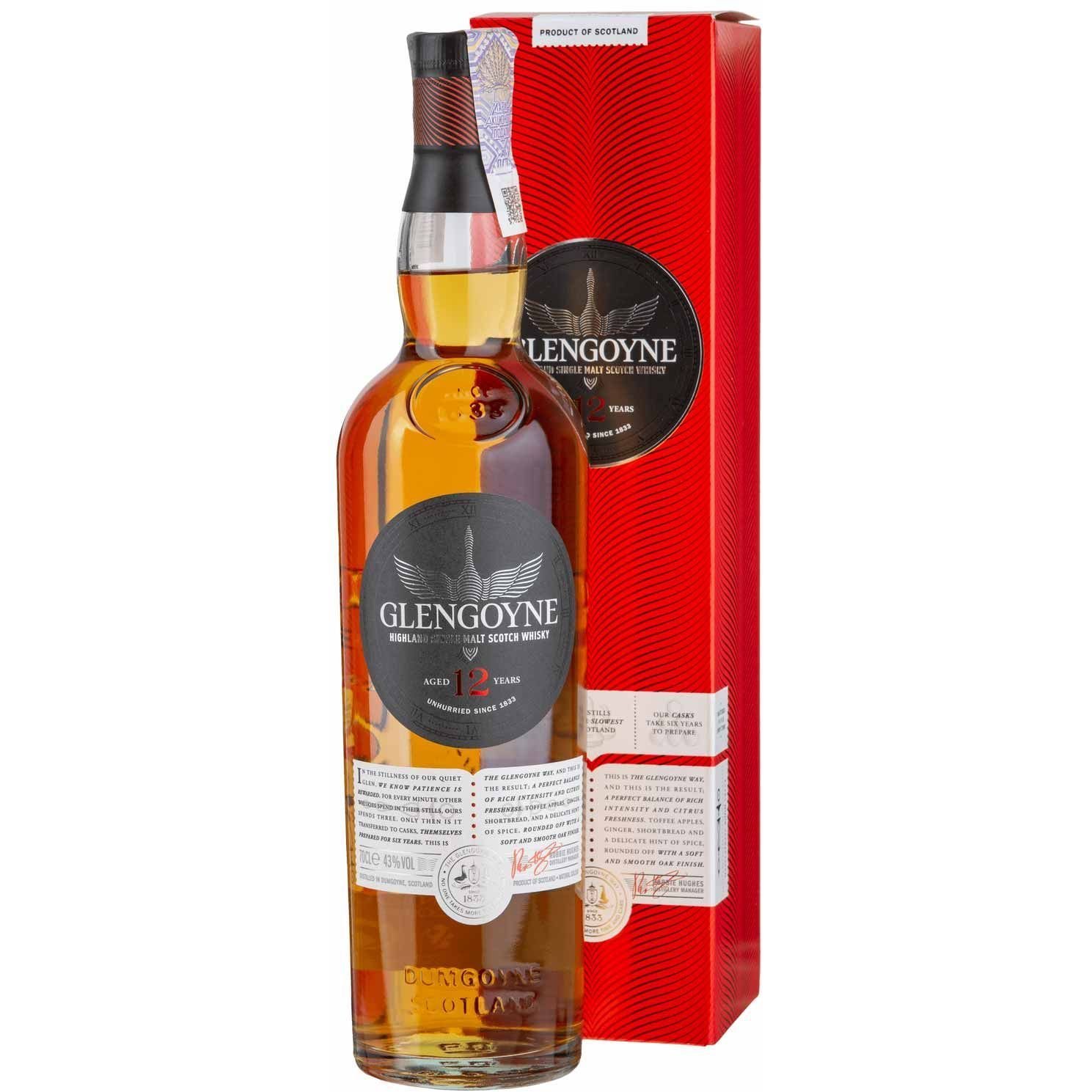 Виски Glengoyne 12 yo Highland Single Malt Scotch Whisky 43% 0.7 л - фото 1