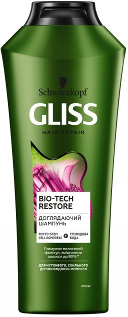 Ухаживающий шампунь Gliss Bio-Tech, для чувствительных и склонных к повреждениям волос, 400 мл - фото 1