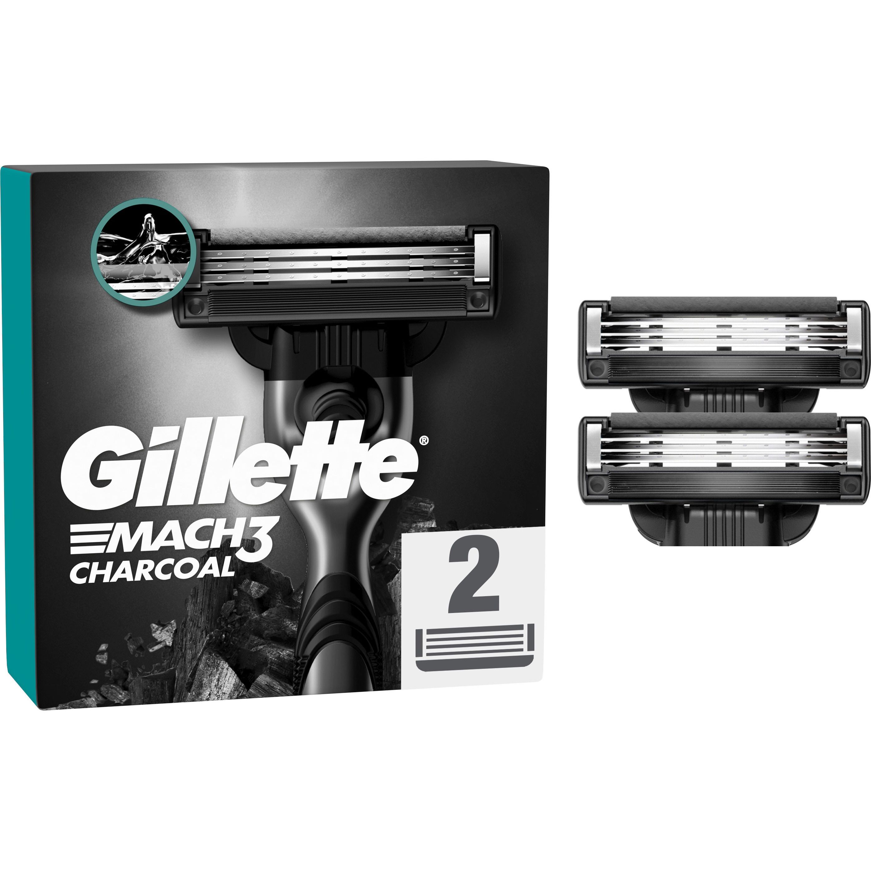 Сменные кассеты для бритья Gillette Mach 3 Charcoal 2 шт. - фото 2