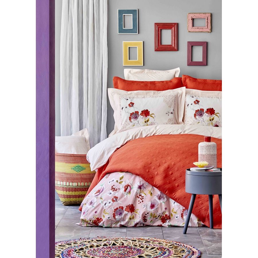 Комплект постельного белья Karaca Home с покрывалом Евро Розовый 000166878 - фото 1