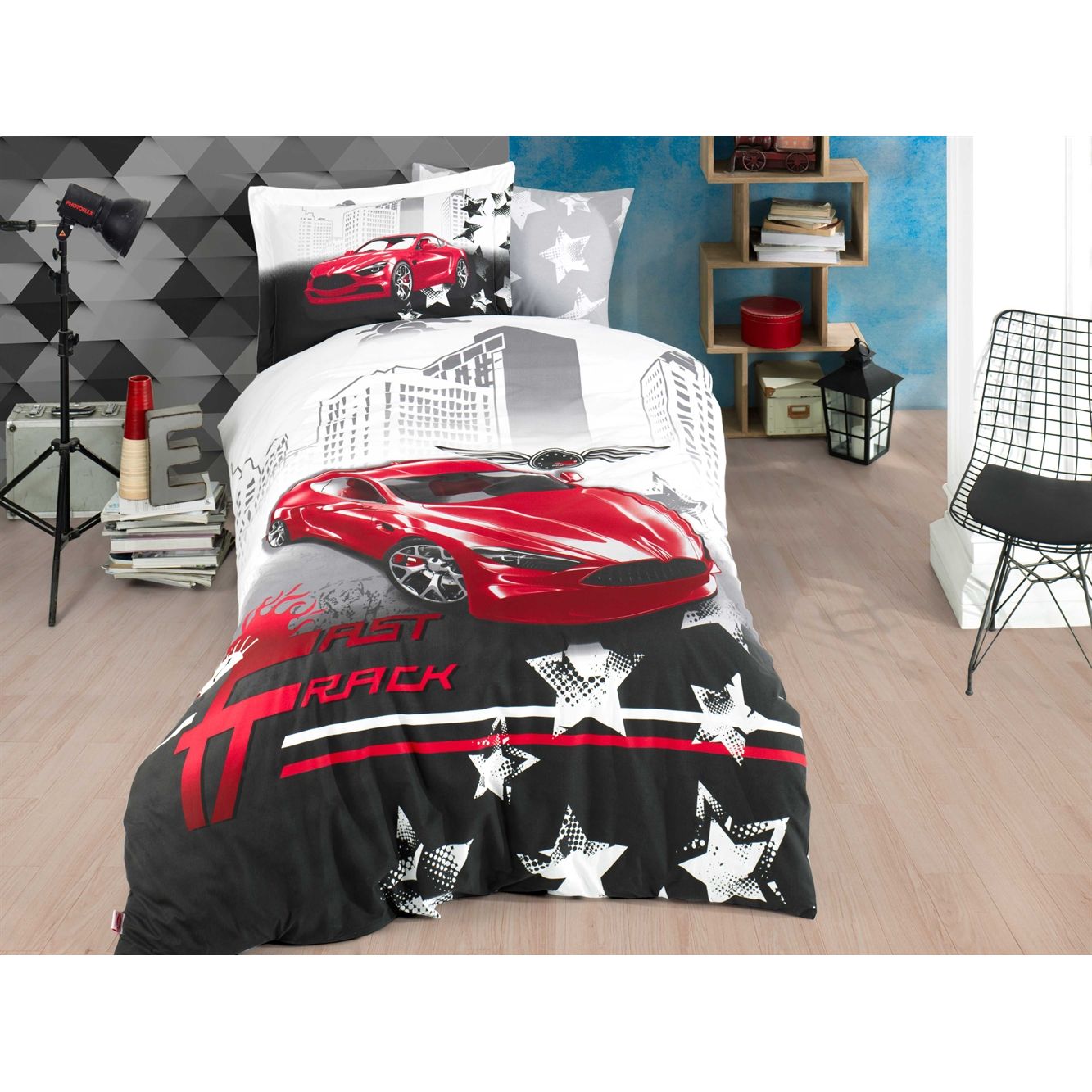 Комплект постельного белья Hobby Poplin Fast Track, поплин, 220х160 см, красный (44422_1,5) - фото 1