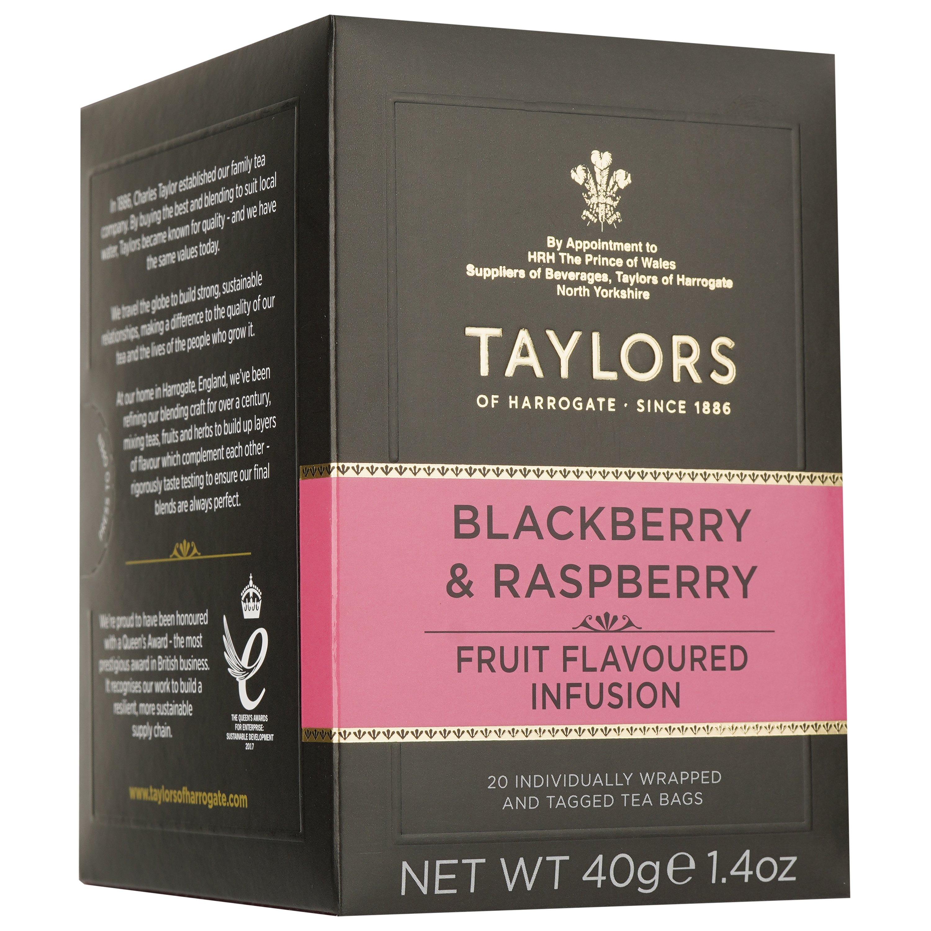 Чай ягідно-трав'яний Taylors of Harrogate Blackberry&Raspberry, 40 г (20 шт. по 2 г) (895595) - фото 2