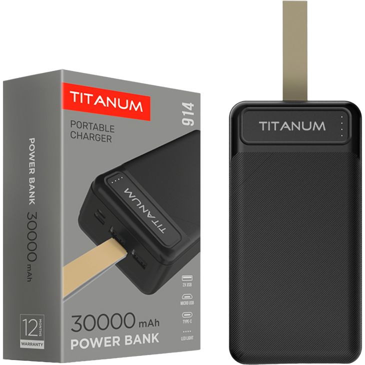 Повербанк Titanum 914 Black 30000 mAh (TPB-914-B) - фото 1