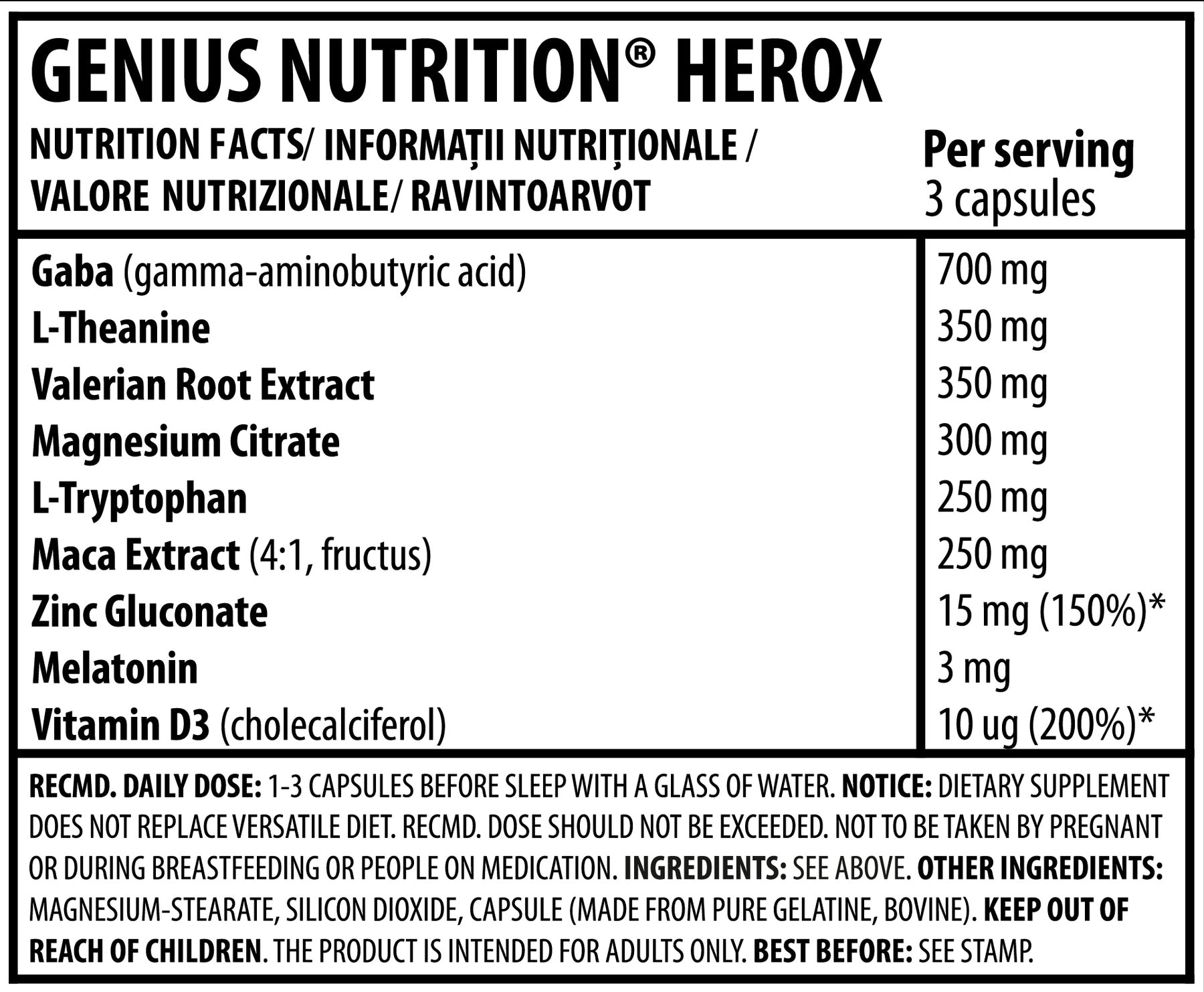 Амінокислотний комплекс Genius Nutrition Herox 180 капсул - фото 2