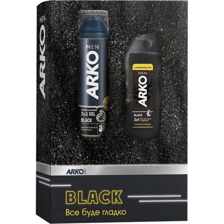 Подарочный набор Arko Men Black: Гель для бритья 200 мл + Гель для душа 260 мл - фото 1