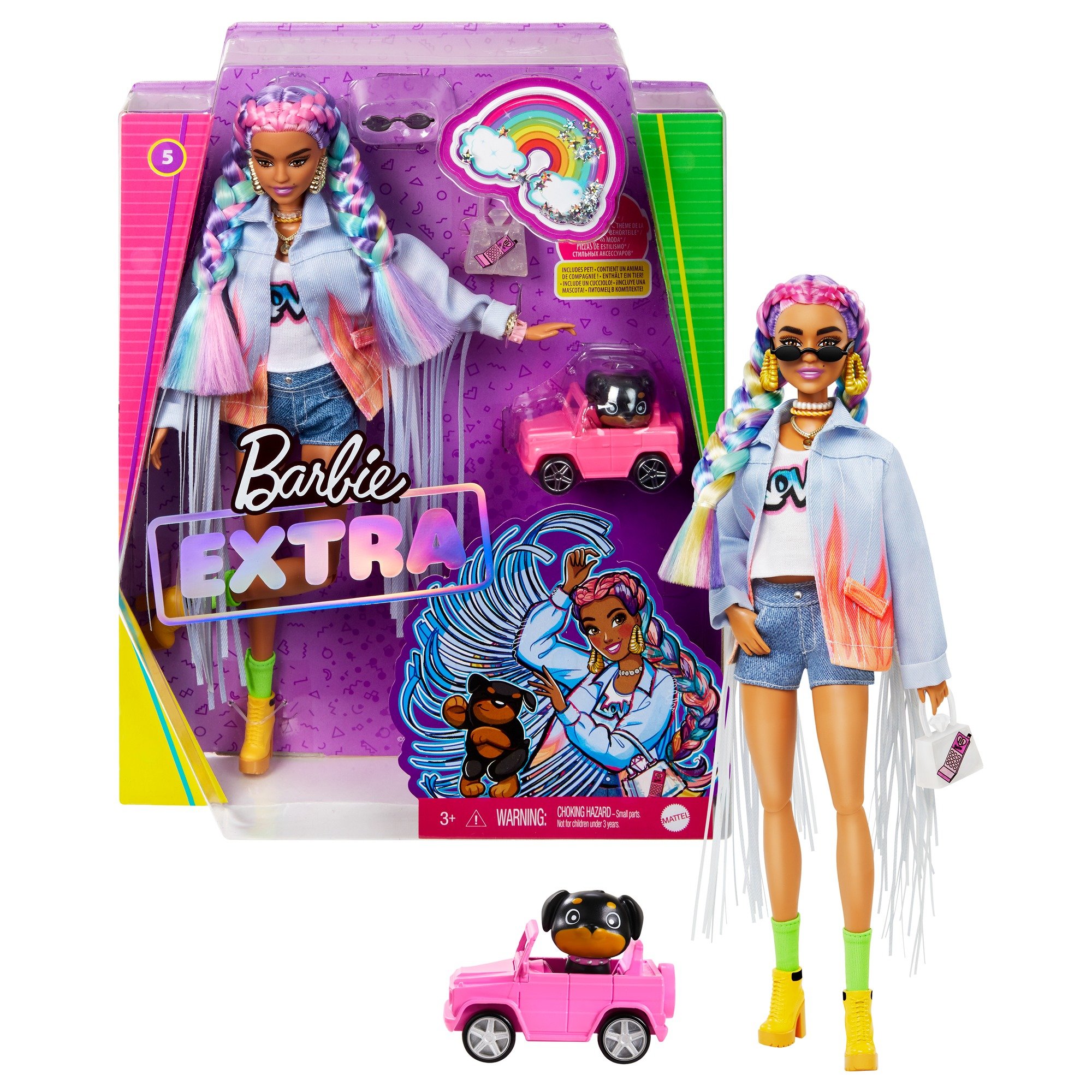 Лялька Barbie Екстра з веселковими косичками (GRN29) - фото 5