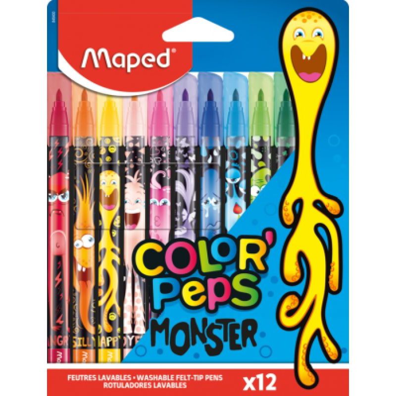 Фломастери Maped Color Peps Monster, 12 кольорів, 12 шт. (MP.845400) - фото 1