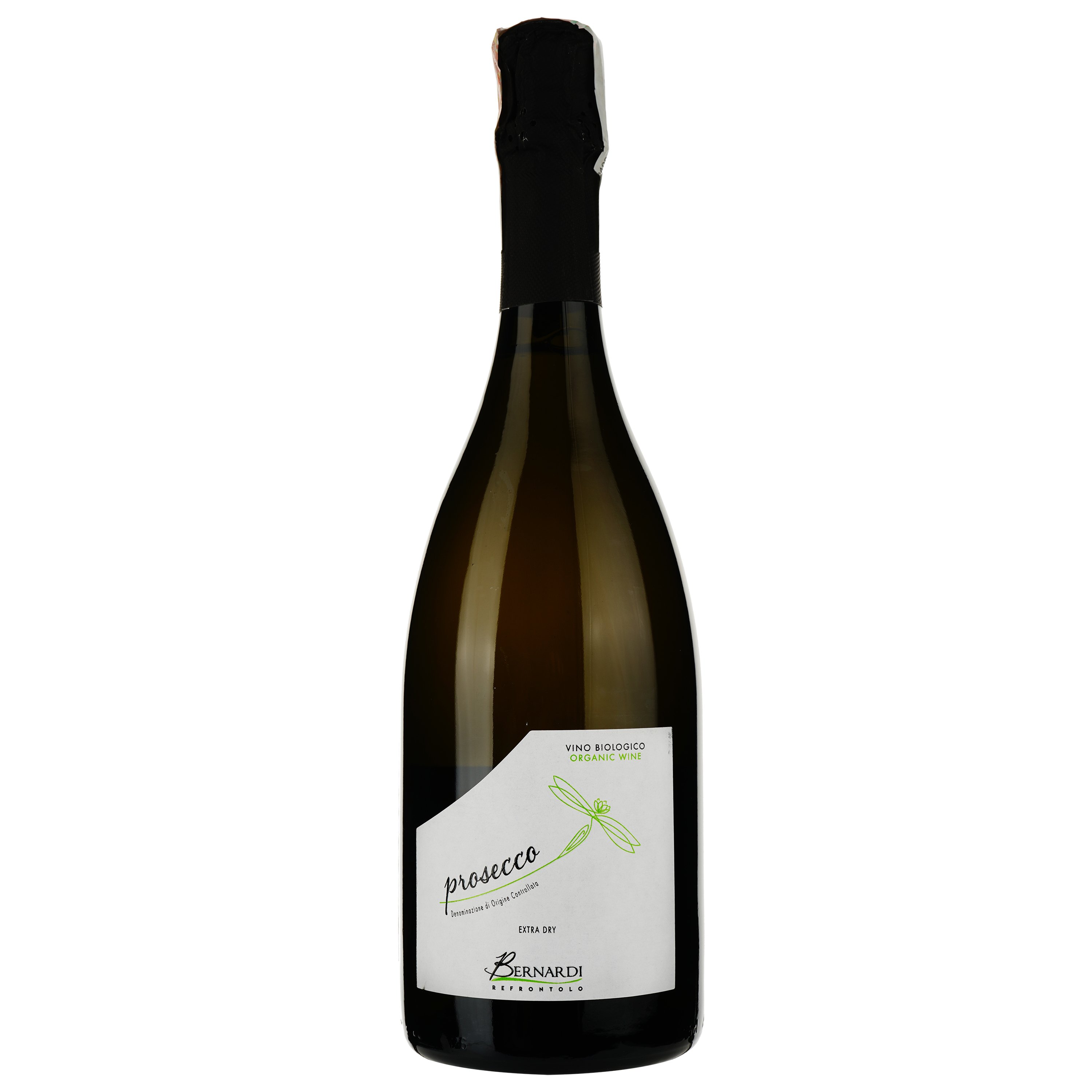 Игристое вино Bernardi Prosecco DOC Biologico Extra Dry, белое, экстра-драй, 0.75 л - фото 1
