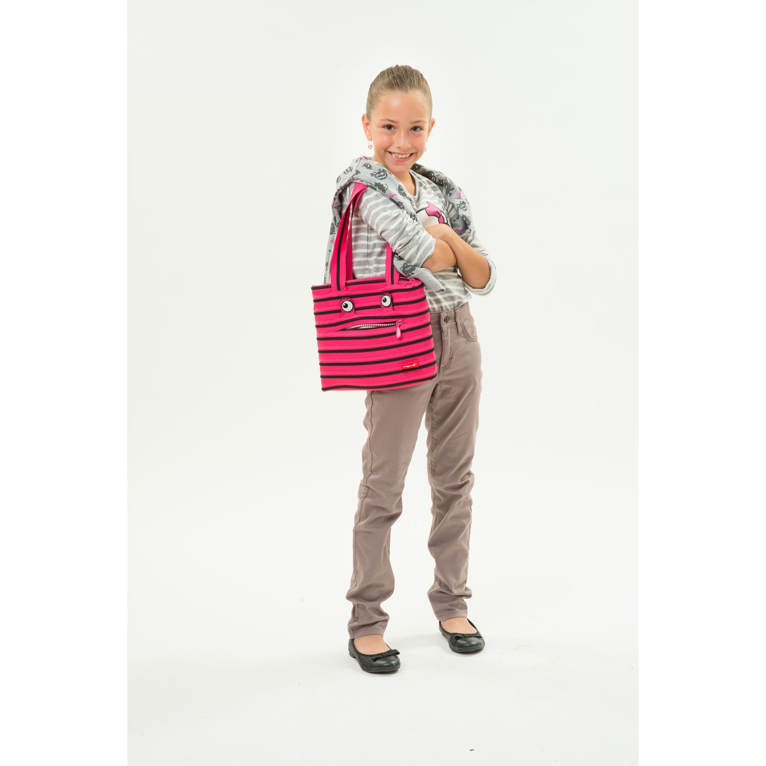 Сумка Zipit Monster Tote Pink Begonia&Black Teeth, 27х24х3 см, рожевий (ZBZM-2) - фото 2