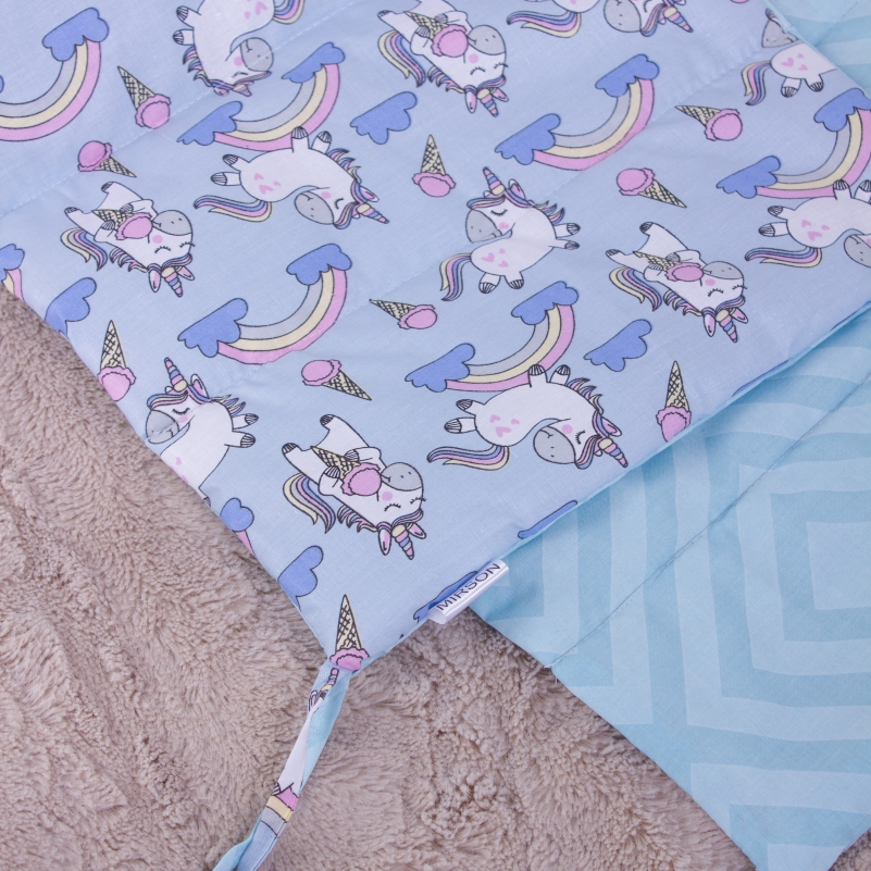 Защитный бортик в кроватку MirSon Kids Time 18-0006 Rainbow Unicorn, голубой - фото 4